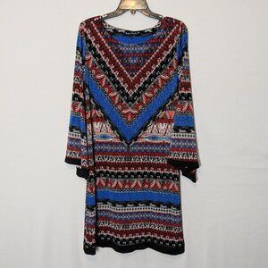 KNAPP STUDIO Multi-Color Long Sleeve, Knee-Length Straight Sheath Dress; Size M